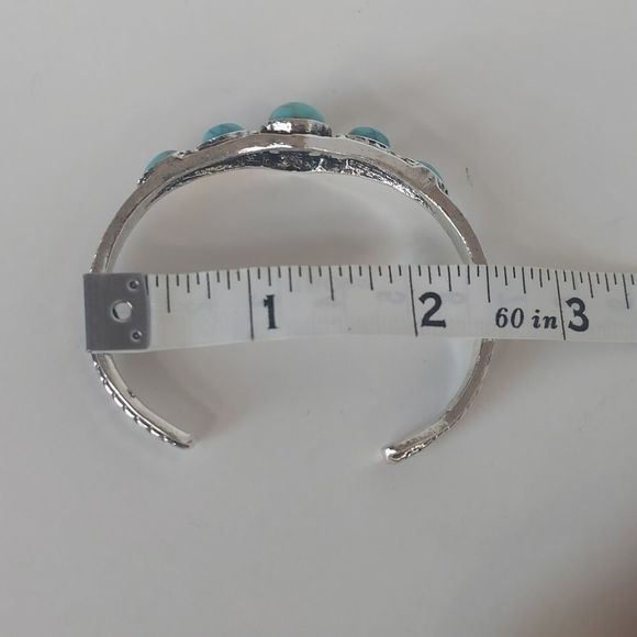 Dainty Turquoise Waterdrop Boho Cuff Bracelet - Picture 5 of 7